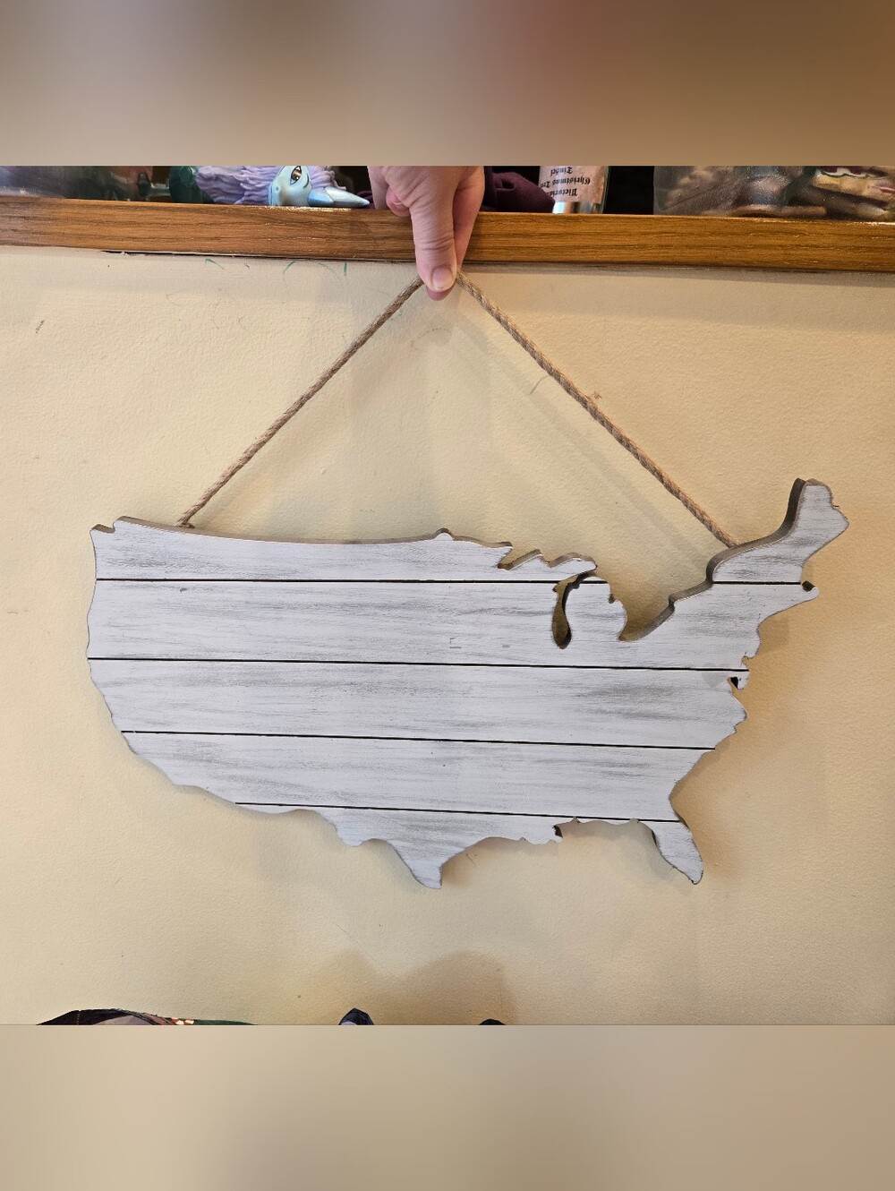 Wooden Whitewash Cutout Of United States If America